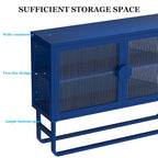 Stylish Tempered Glass Cabinet Credenza with 2 Fluted Glass Doors