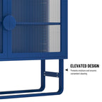 Stylish Tempered Glass Cabinet Credenza with 2 Fluted Glass Doors