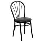 2 Pack Fan Back Metal Chair - Vinyl Seat - 16W x 20D x 34.5H - 16W x 20D x 34.5H