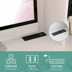 L Shaped Desk with Charger,Computer Desk with Drawers,Bookshelf & Hutchwith LED Light,Modern Corner Desk,Home Office Desk