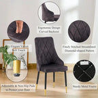 Howtai Grey Glass Table Set with 4 Velvet Chairs for Home Kitchen Dining Room