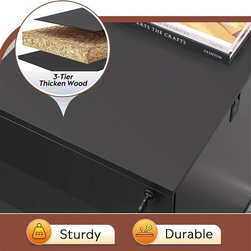 3 Drawer File Cabinet with Lock - 17.7D x 15.5W x 25.8H