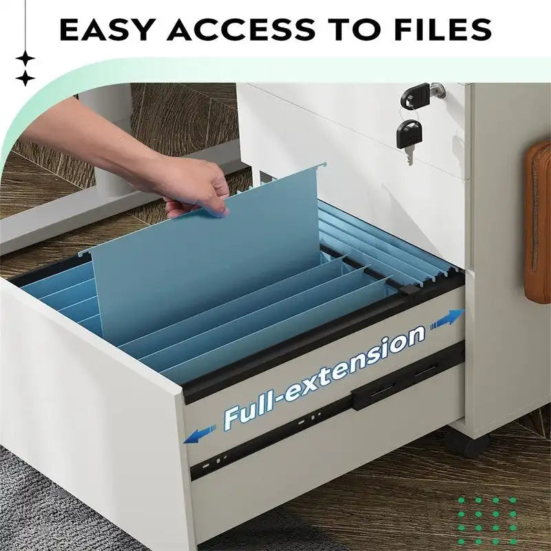 3 Drawer File Cabinet with Lock - 17.7D x 15.5W x 25.8H