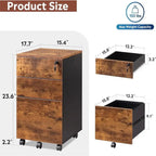 3 Drawer File Cabinet with Lock - 17.7D x 15.5W x 25.8H