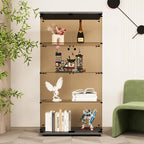 Tawny 4 Shelves Glass Display Cabinet, Floor Standing Curio Bookshelf for Living Room, Office,Cloakroom