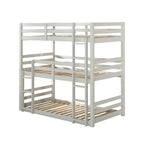 Wooden Twin Size Triple Bunk Bed in Light Gray Finish