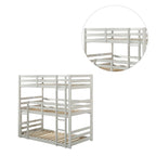 Wooden Twin Size Triple Bunk Bed in Light Gray Finish