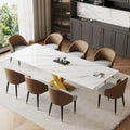 9 - Piece 94.48Rectangular Extendable Sintered Stone Dining Table with 8 Faux leather Chairs Dining Set