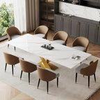 9 - Piece 94.48Rectangular Extendable Sintered Stone Dining Table with 8 Faux leather Chairs Dining Set
