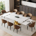 9 - Piece 94.48Rectangular Extendable Sintered Stone Dining Table with 8 Faux leather Chairs Dining Set