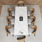 9 - Piece 94.48Rectangular Extendable Sintered Stone Dining Table with 8 Faux leather Chairs Dining Set