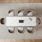 9 - Piece 94.48Rectangular Extendable Sintered Stone Dining Table with 8 Faux leather Chairs Dining Set