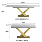 9 - Piece 94.48Rectangular Extendable Sintered Stone Dining Table with 8 Faux leather Chairs Dining Set