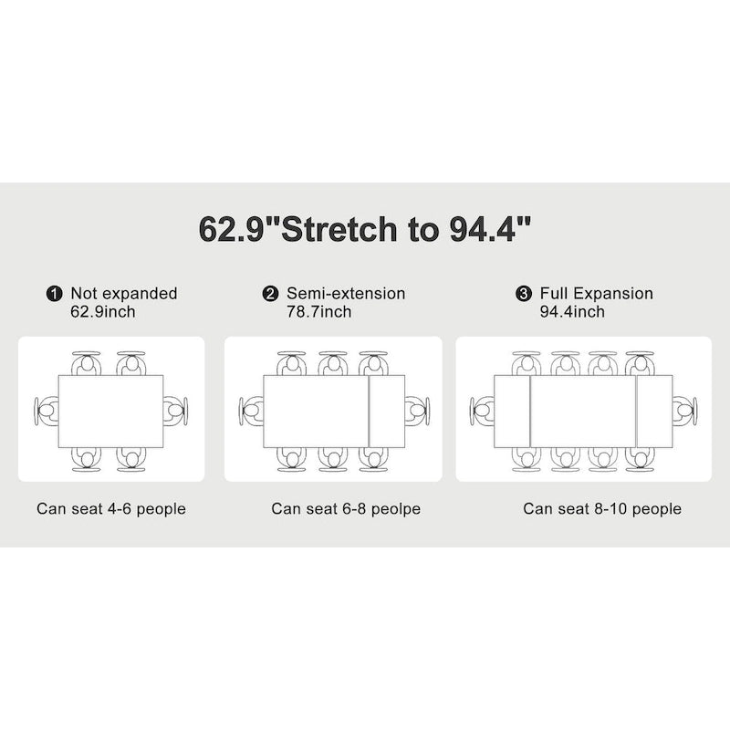 9 - Piece 94.48Rectangular Extendable Sintered Stone Dining Table with 8 Faux leather Chairs Dining Set