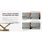 9 - Piece 94.48Rectangular Extendable Sintered Stone Dining Table with 8 Faux leather Chairs Dining Set