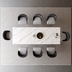 9 - Piece 94.48Rectangular Extendable Sintered Stone Dining Table with 8 Faux leather Chairs Dining Set